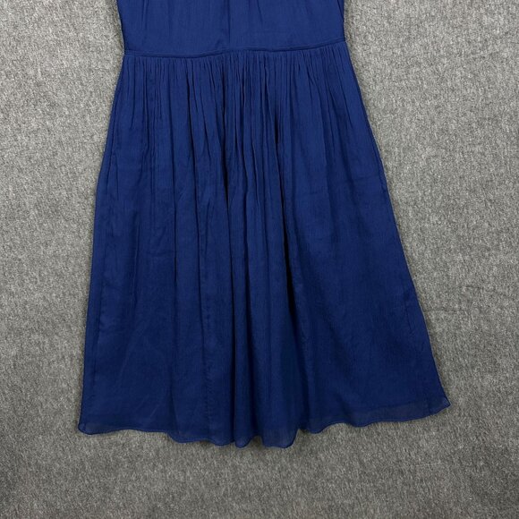 J. Crew Petite 2 Blue Sleeveless Pleated Midi Dress Lightweight & Flowy - Picture 5 of 13